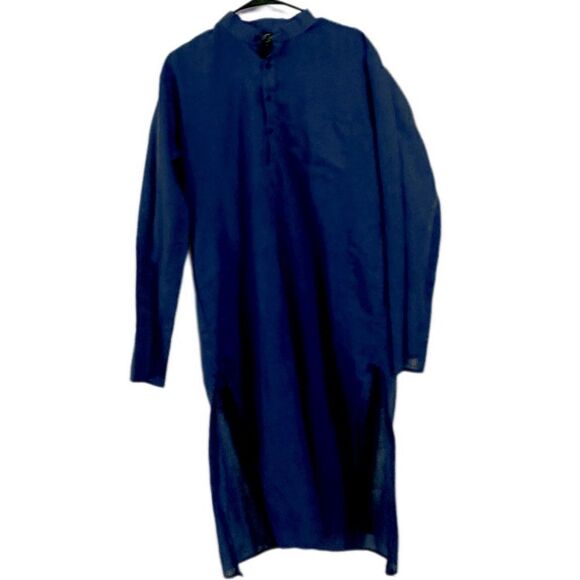 Casual Blue Long Sleeve Mock Neck Dress - Picture 1 of 4